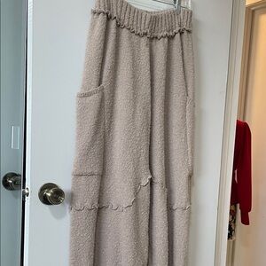 Cozy Beige Knit Wide leg pants with Pockets